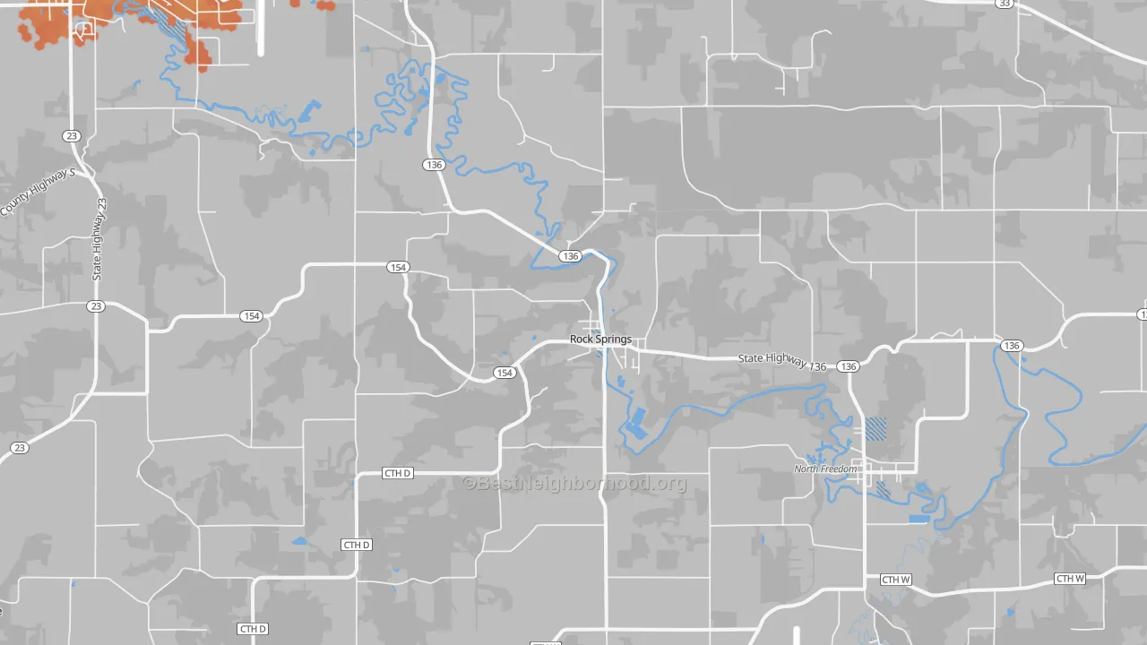 Bike Grade map of Rock Springs, WI