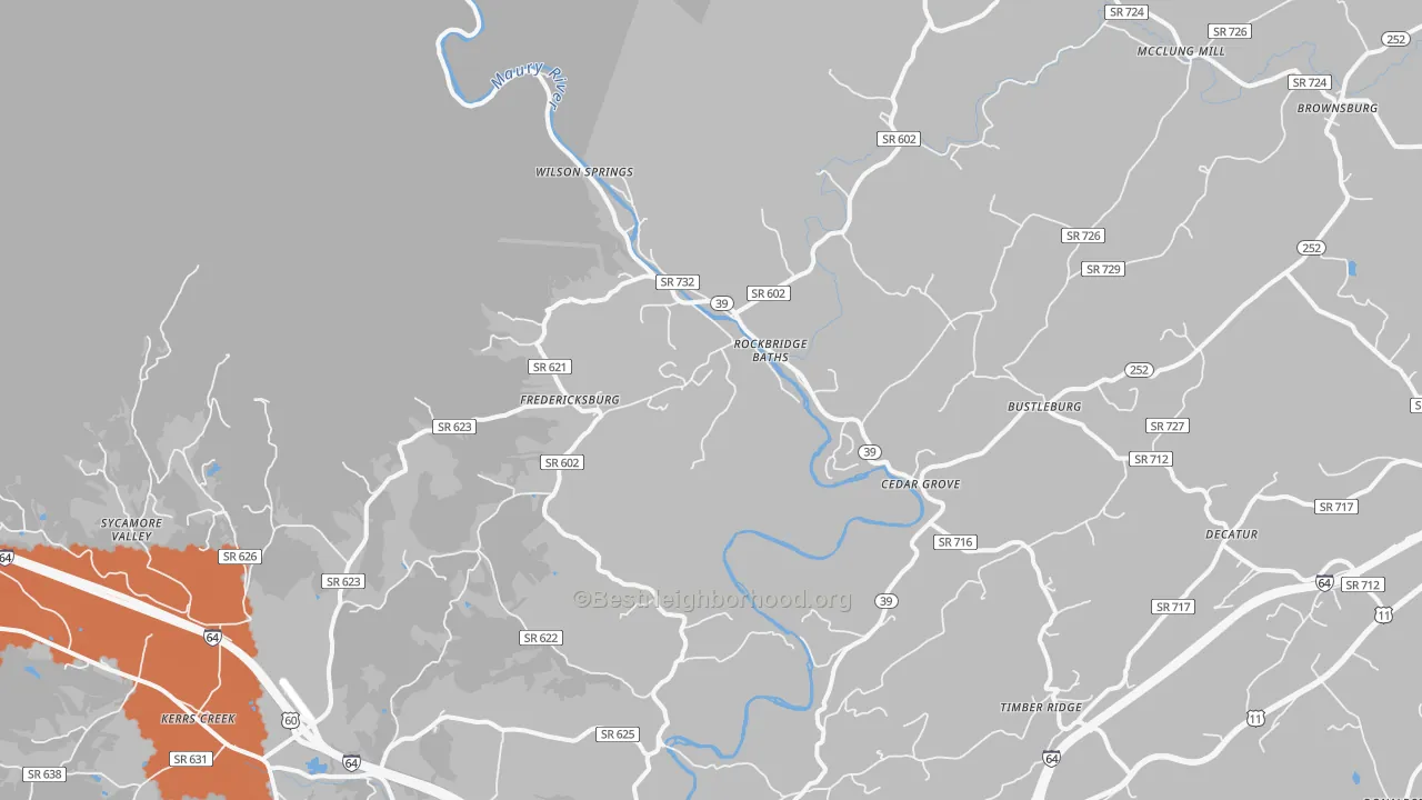 Bike Grade map of Rockbridge Baths, VA