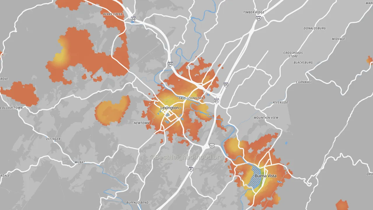 Bike Grade map of Rockbridge County, VA