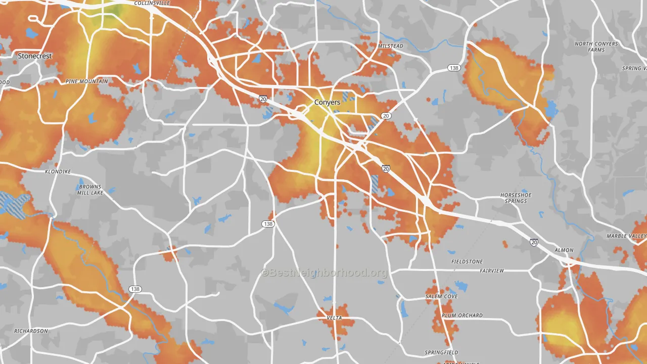 Bike Grade map of Rockdale County, GA