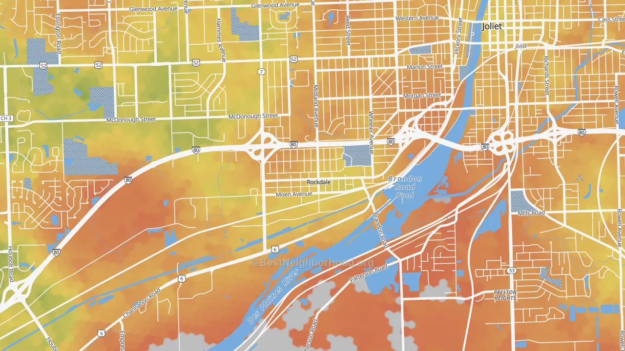 Bike Grade map of Rockdale, IL