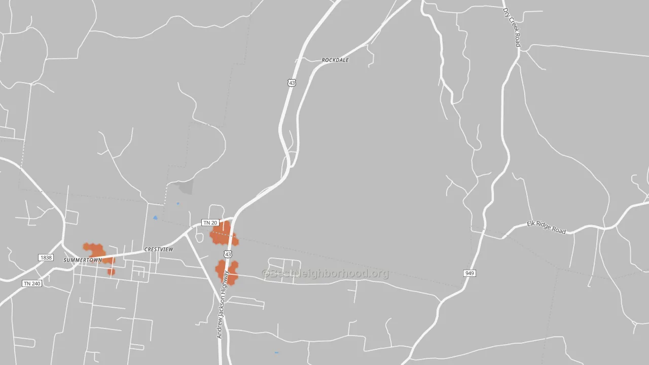 Bike Grade map of Rockdale, TN