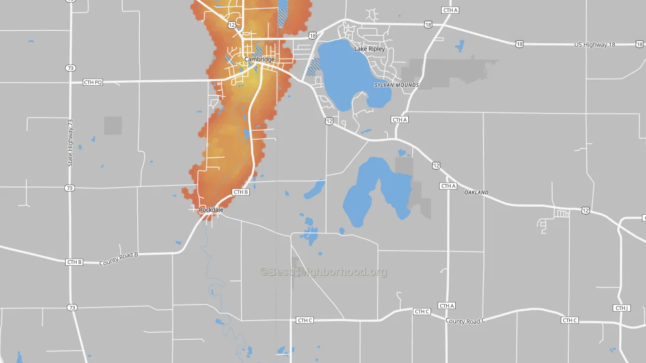 Bike Grade map of Rockdale, WI