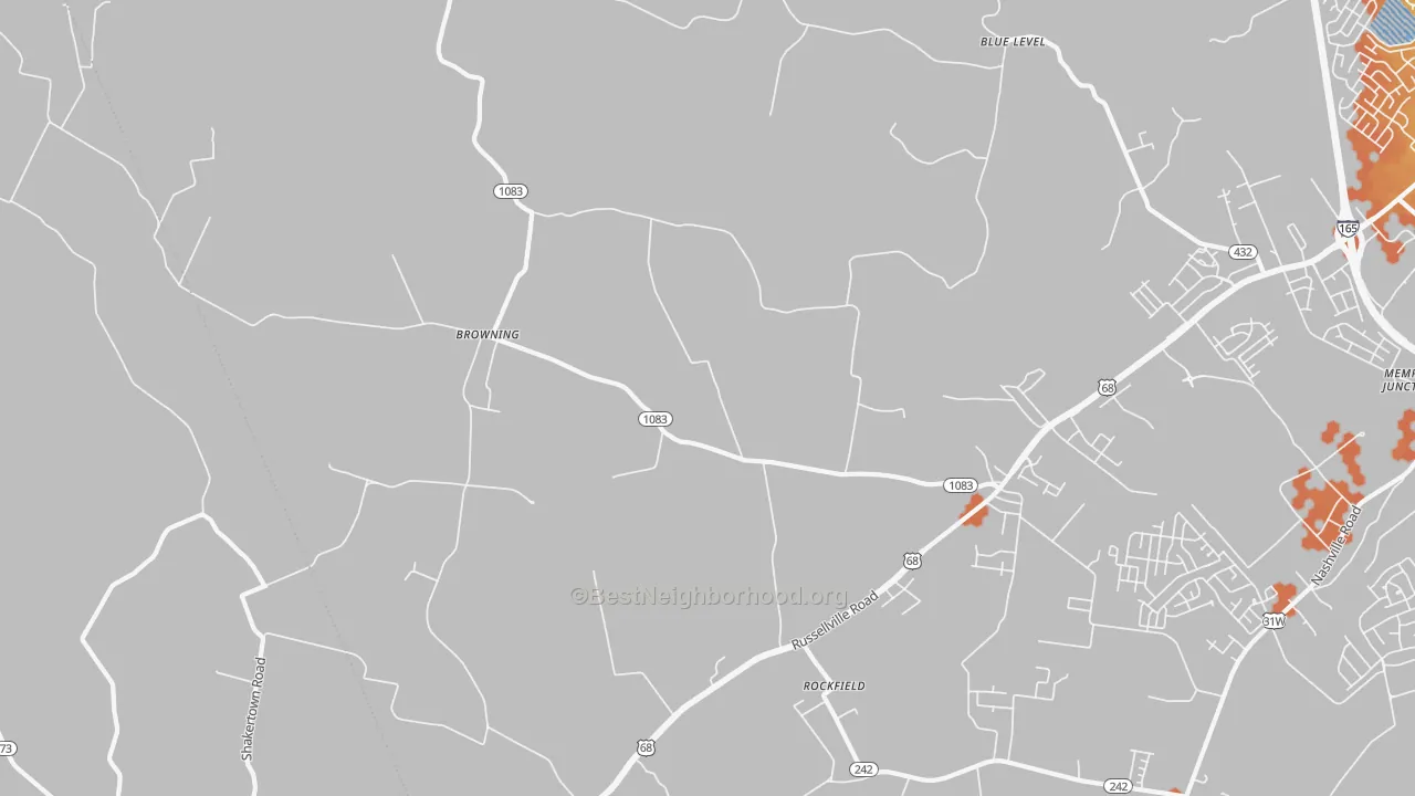 Bike Grade map of Rockfield, KY