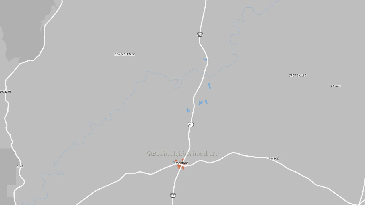 Bike Grade map of Rockford, AL