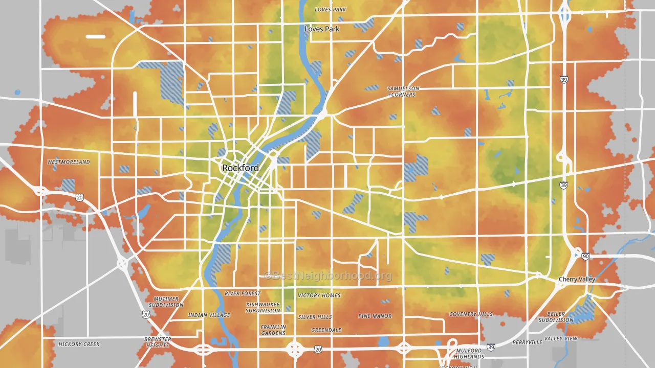 Bike Grade map of Rockford, IL
