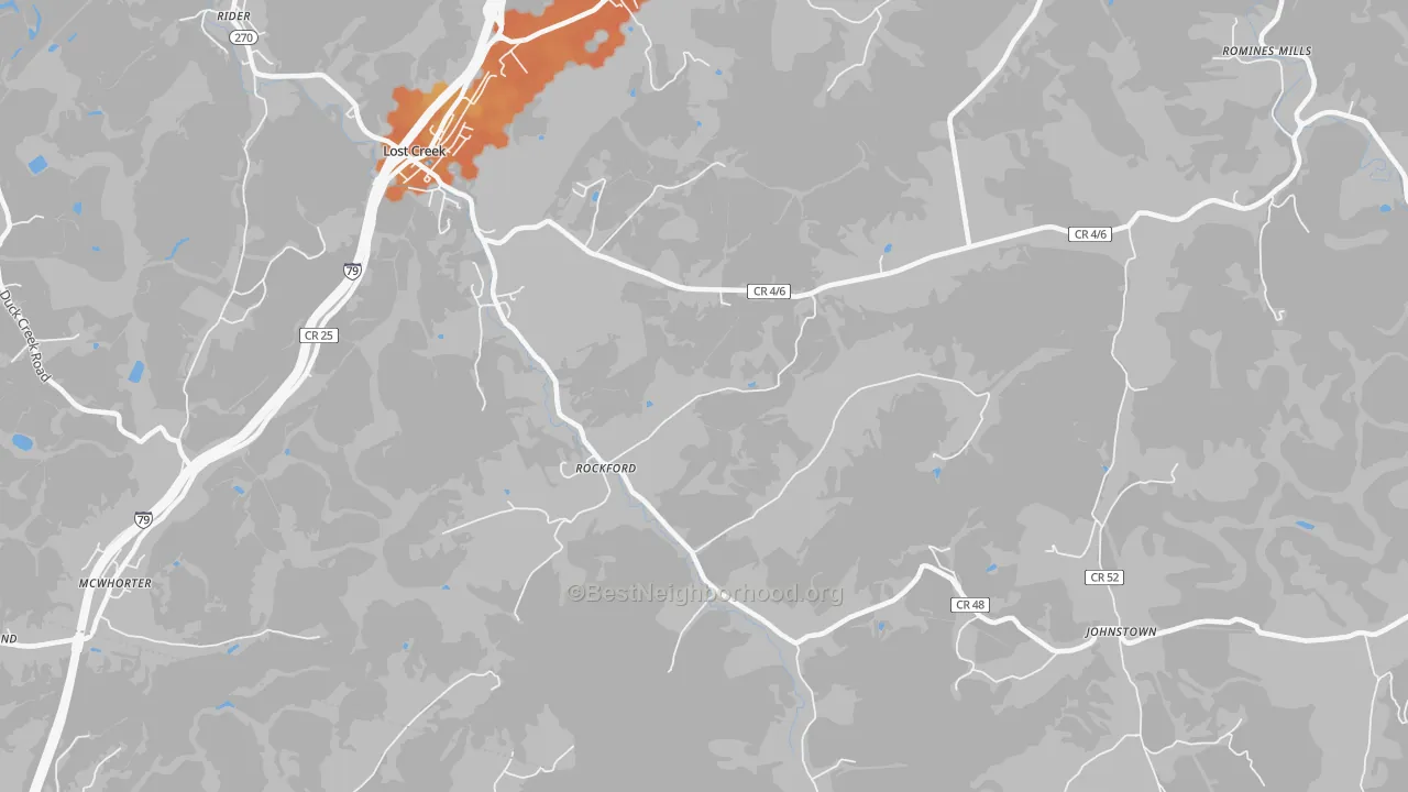 Bike Grade map of Rockford, WV