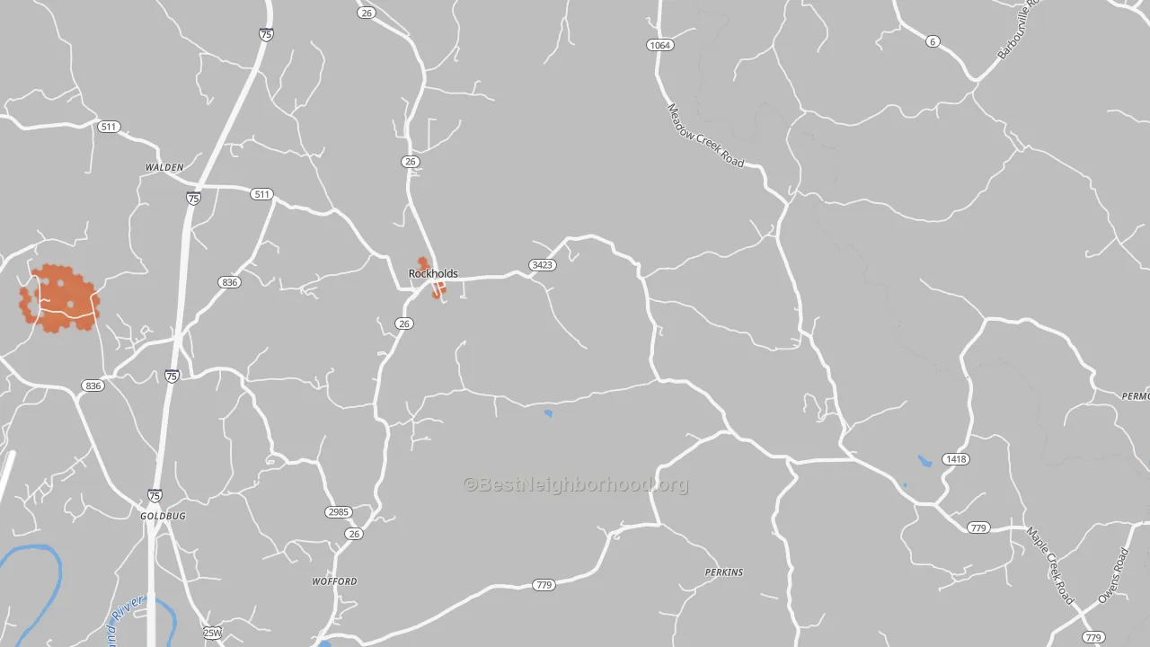 Bike Grade map of Rockholds, KY