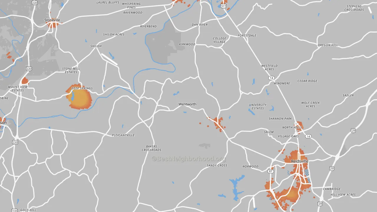 Bike Grade map of Rockingham County, NC