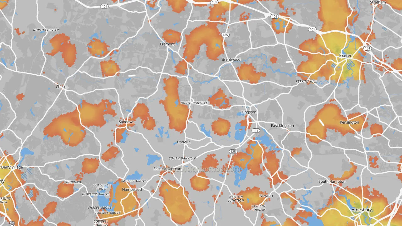 Bike Grade map of Rockingham County, NH