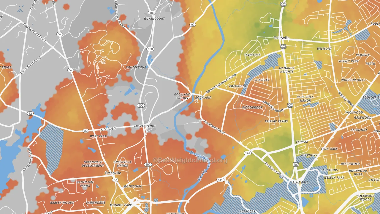 Bike Grade map of Rockland, DE
