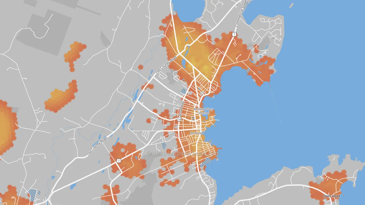 Bike Grade map of Rockland, ME