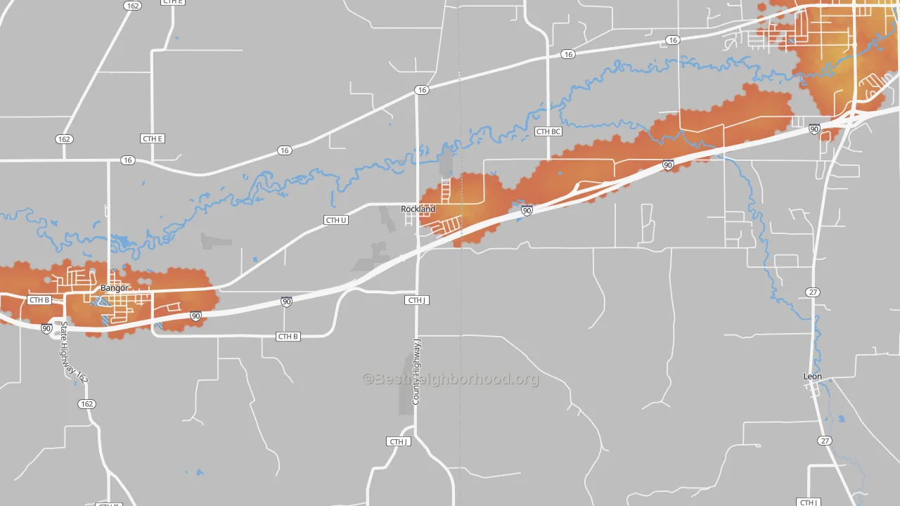 Bike Grade map of Rockland, WI