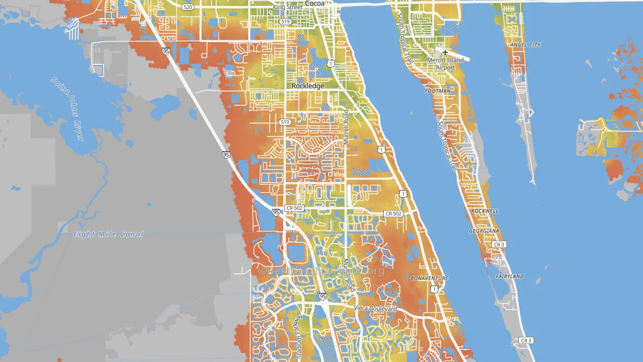 Bike Grade map of Rockledge, FL