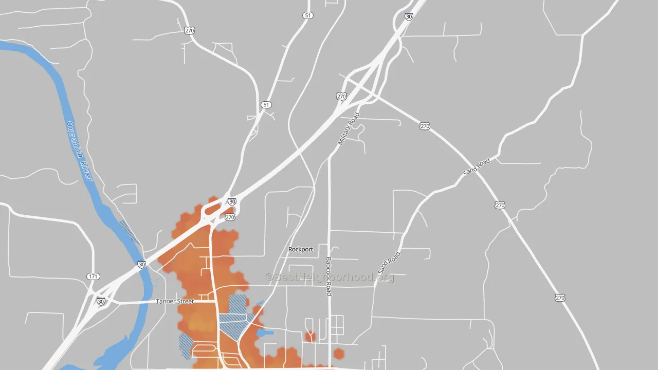 Bike Grade map of Rockport, AR