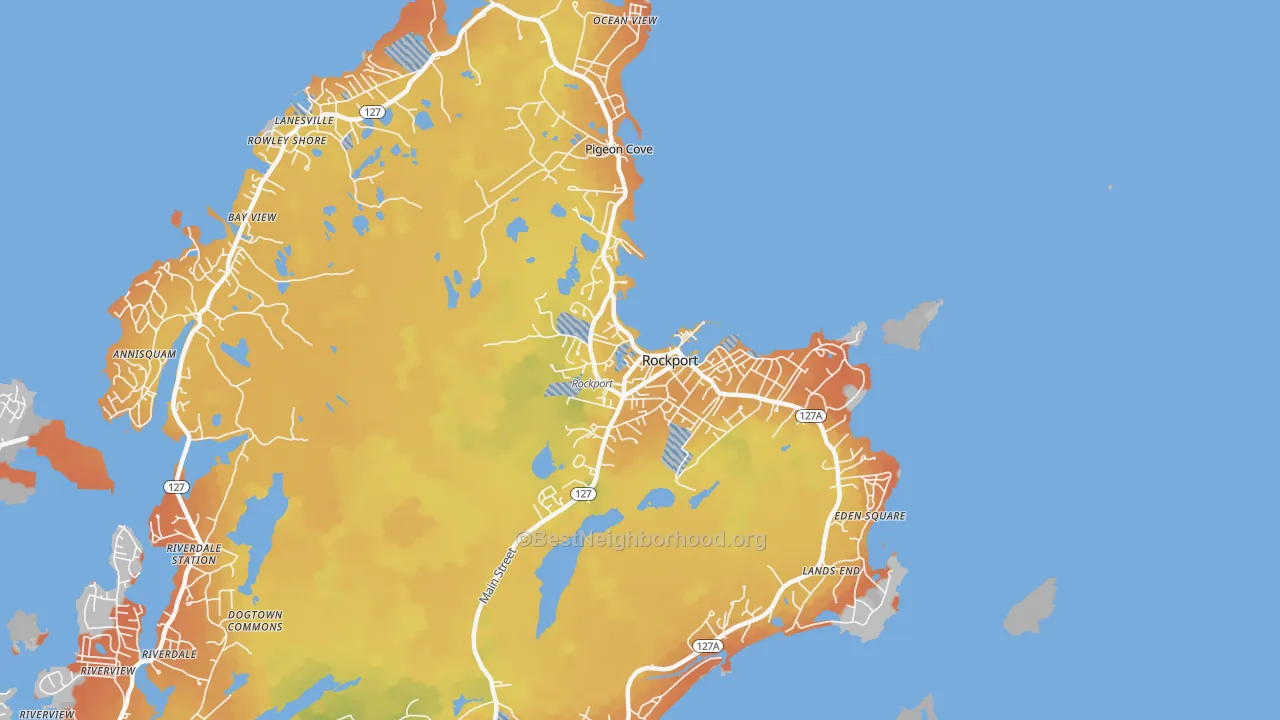 Bike Grade map of Rockport, MA