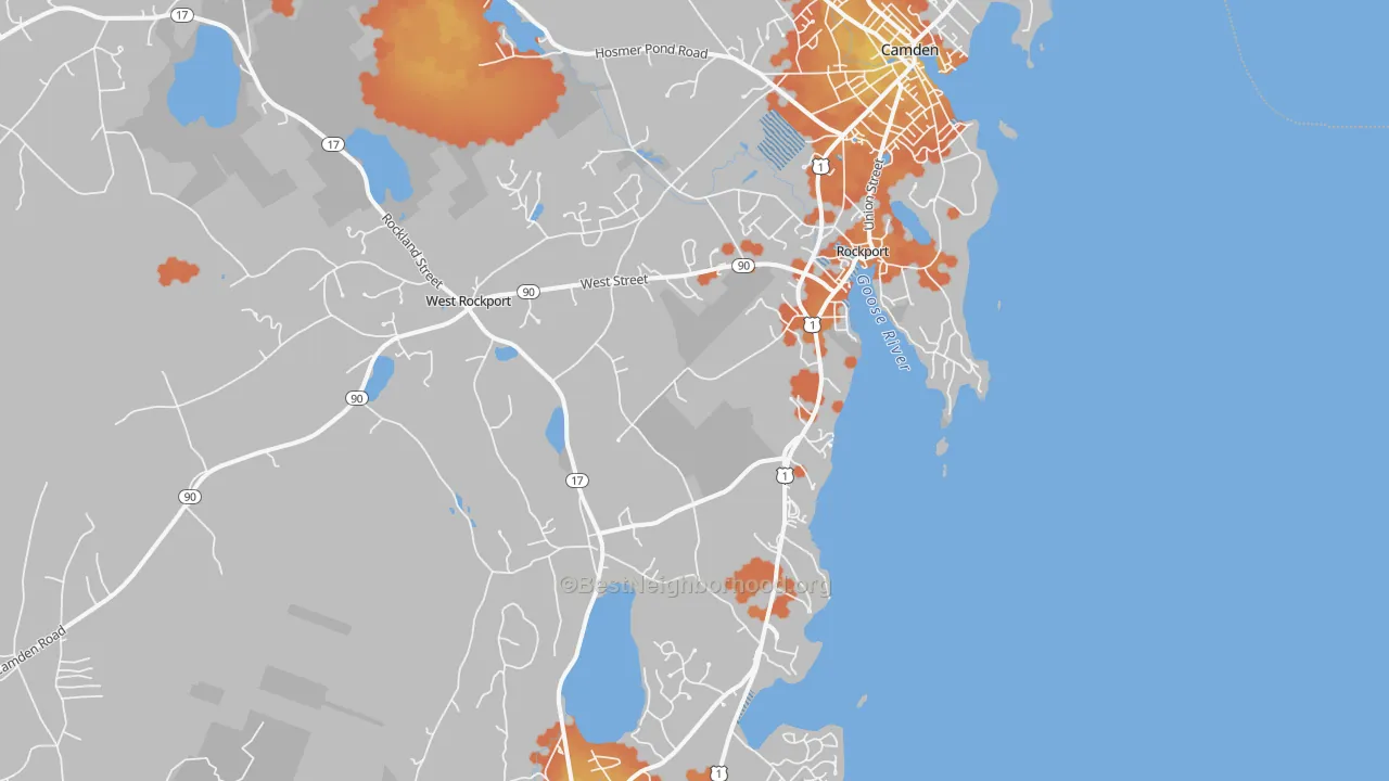 Bike Grade map of Rockport, ME