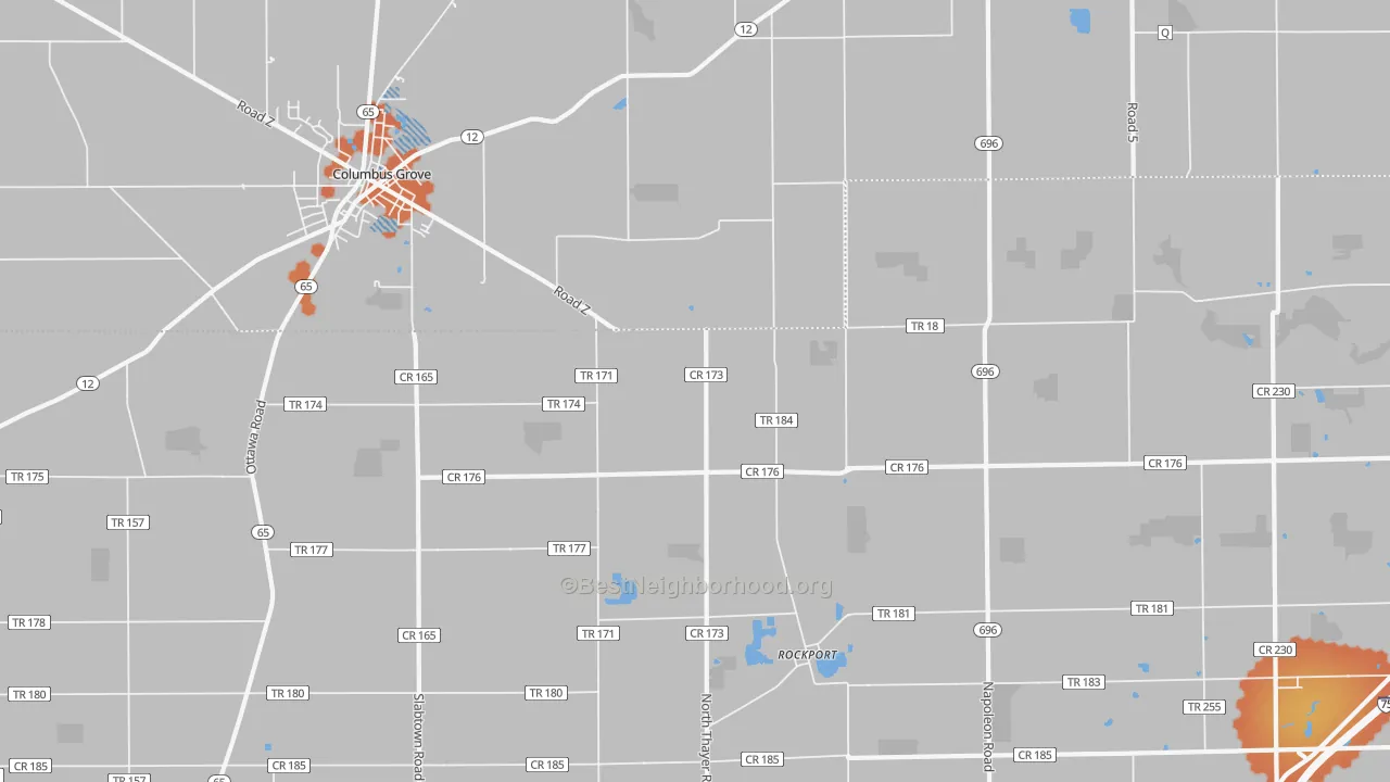 Bike Grade map of Rockport, OH