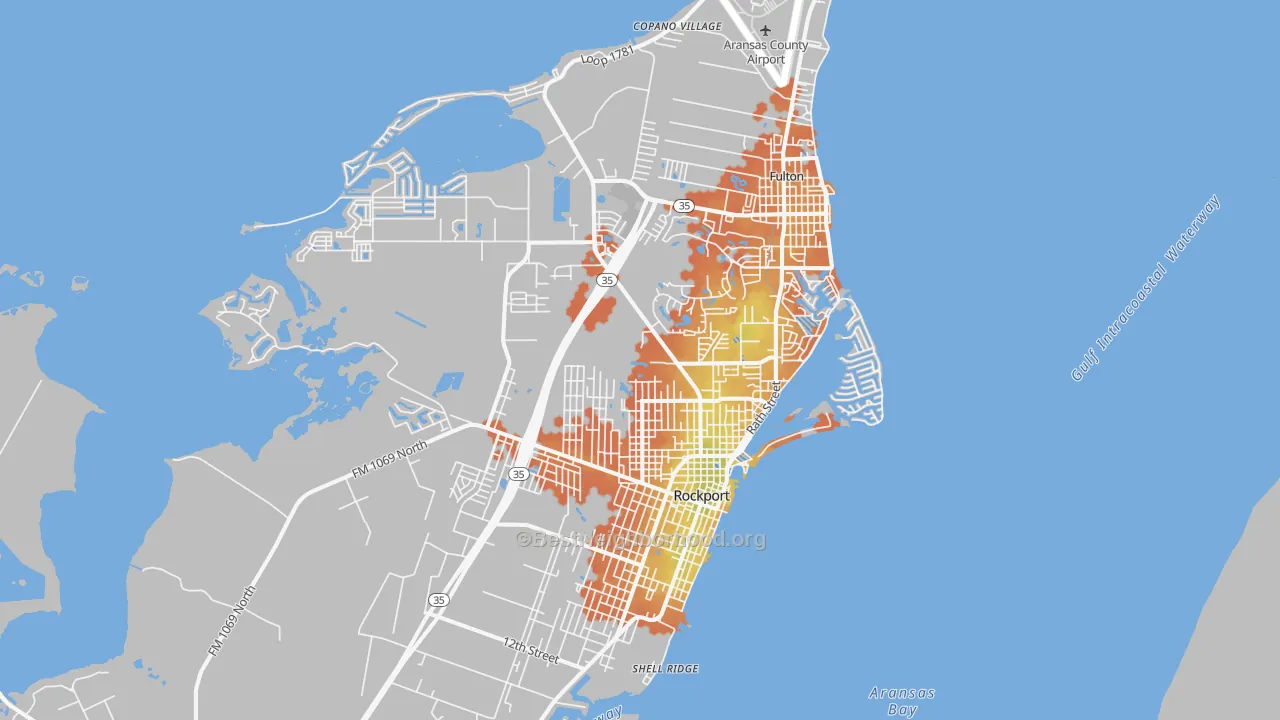 Bike Grade map of Rockport, TX