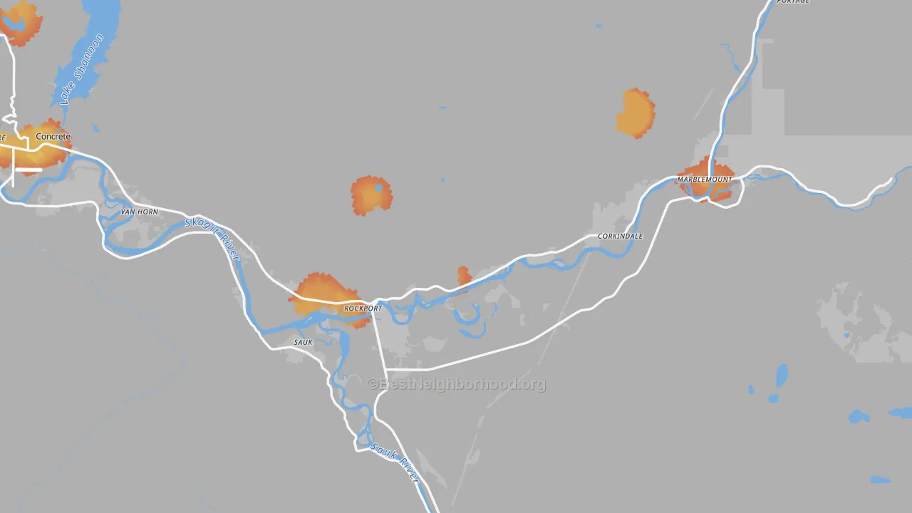 Bike Grade map of Rockport, WA