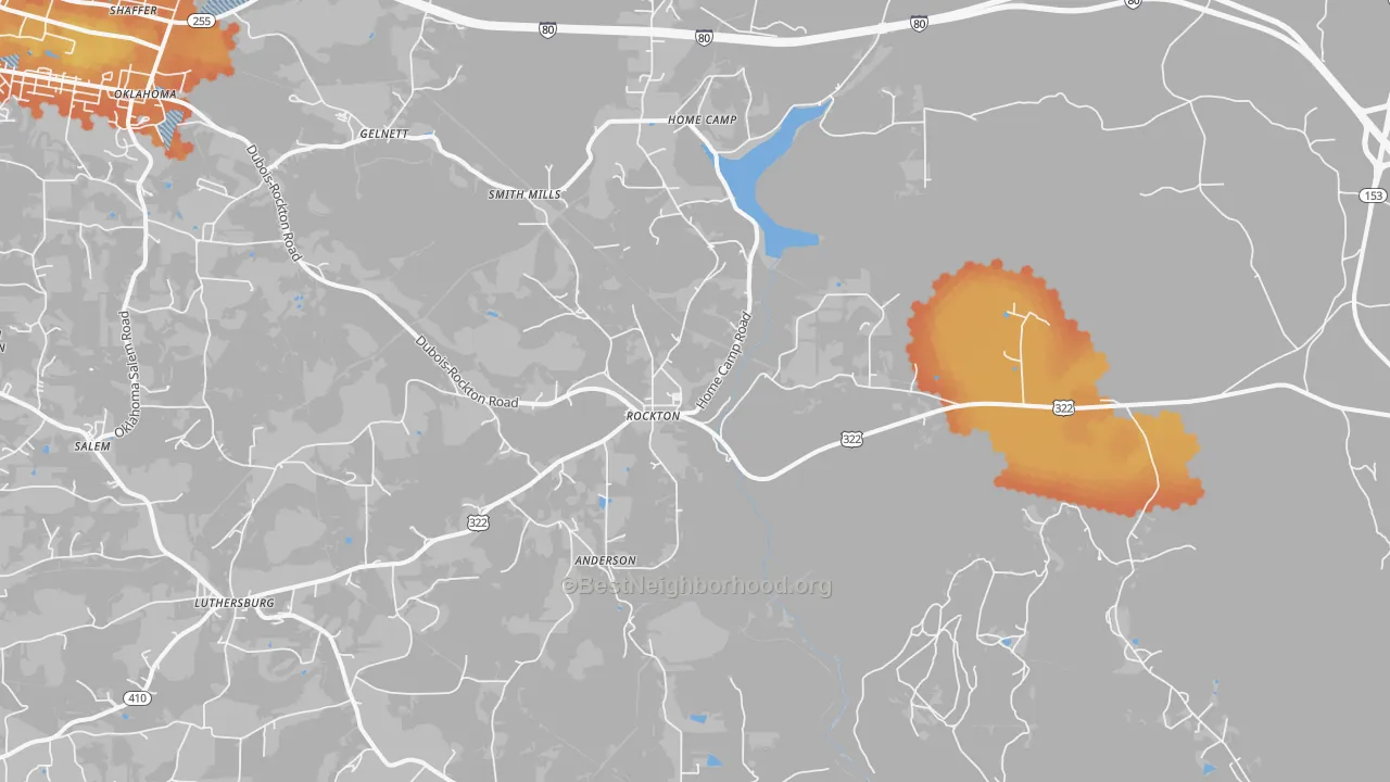 Bike Grade map of Rockton, PA