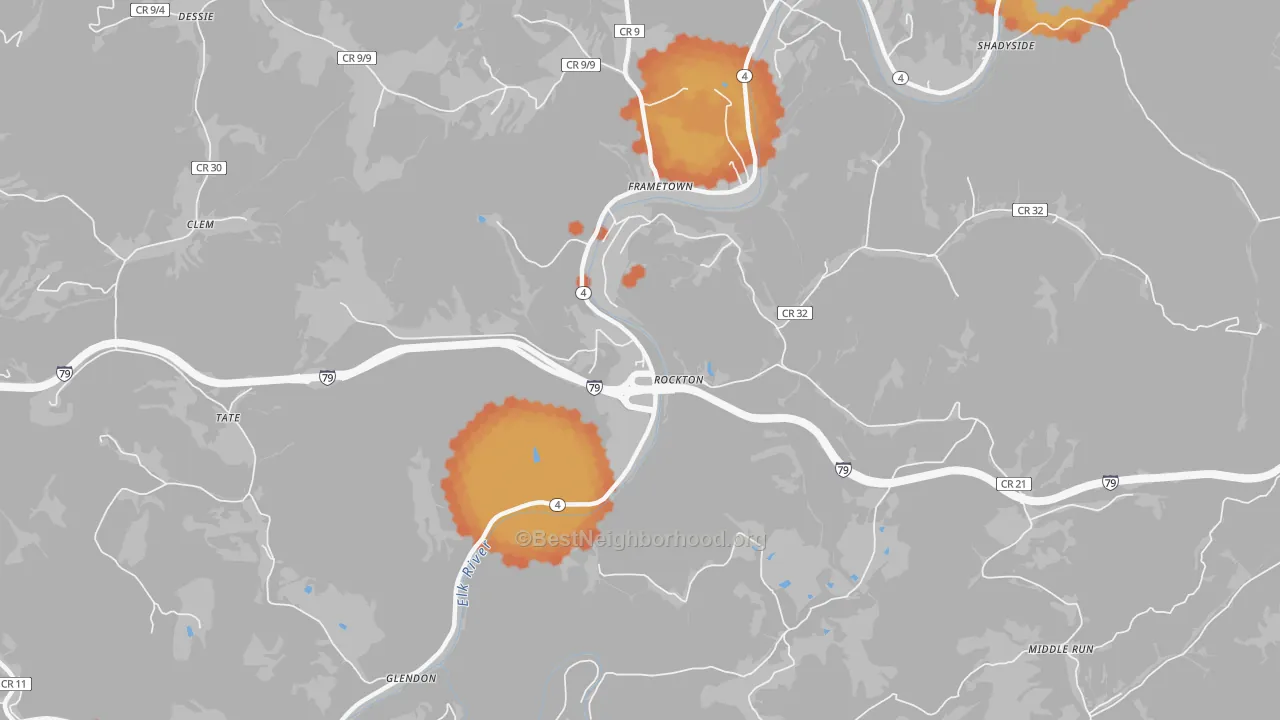Bike Grade map of Rockton, WV