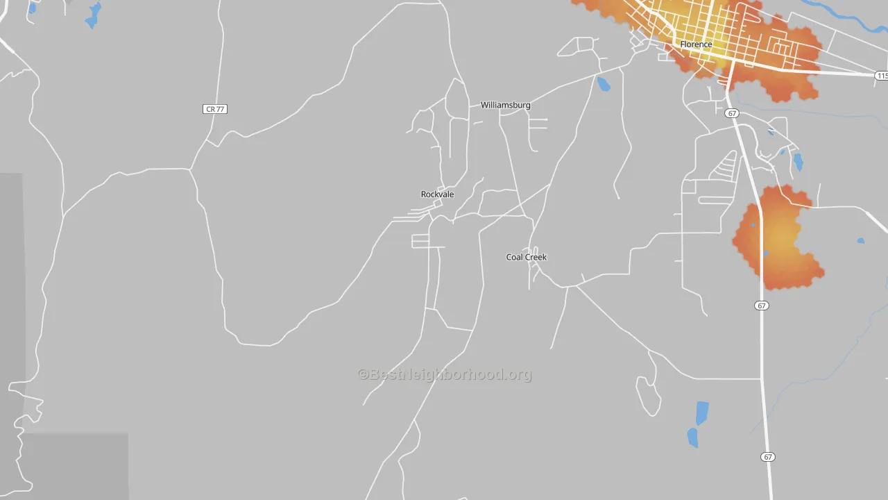 Bike Grade map of Rockvale, CO