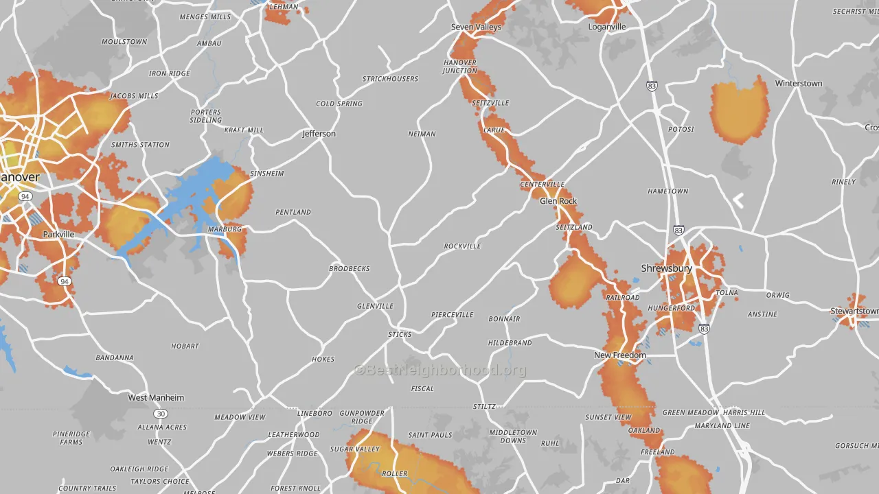 Bike Grade map of Rockville, PA