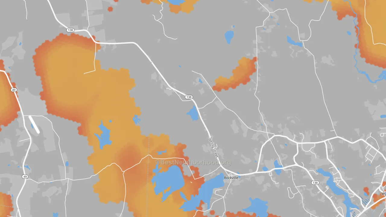 Bike Grade map of Rockville, RI