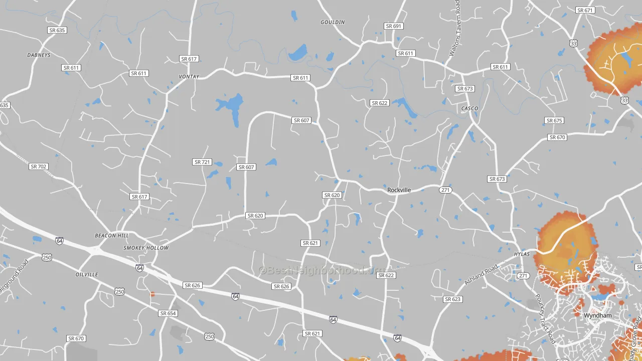 Bike Grade map of Rockville, VA