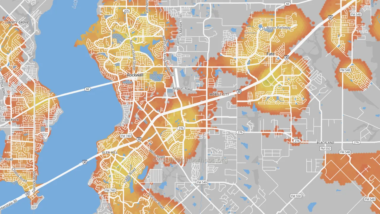 Bike Grade map of Rockwall County, TX