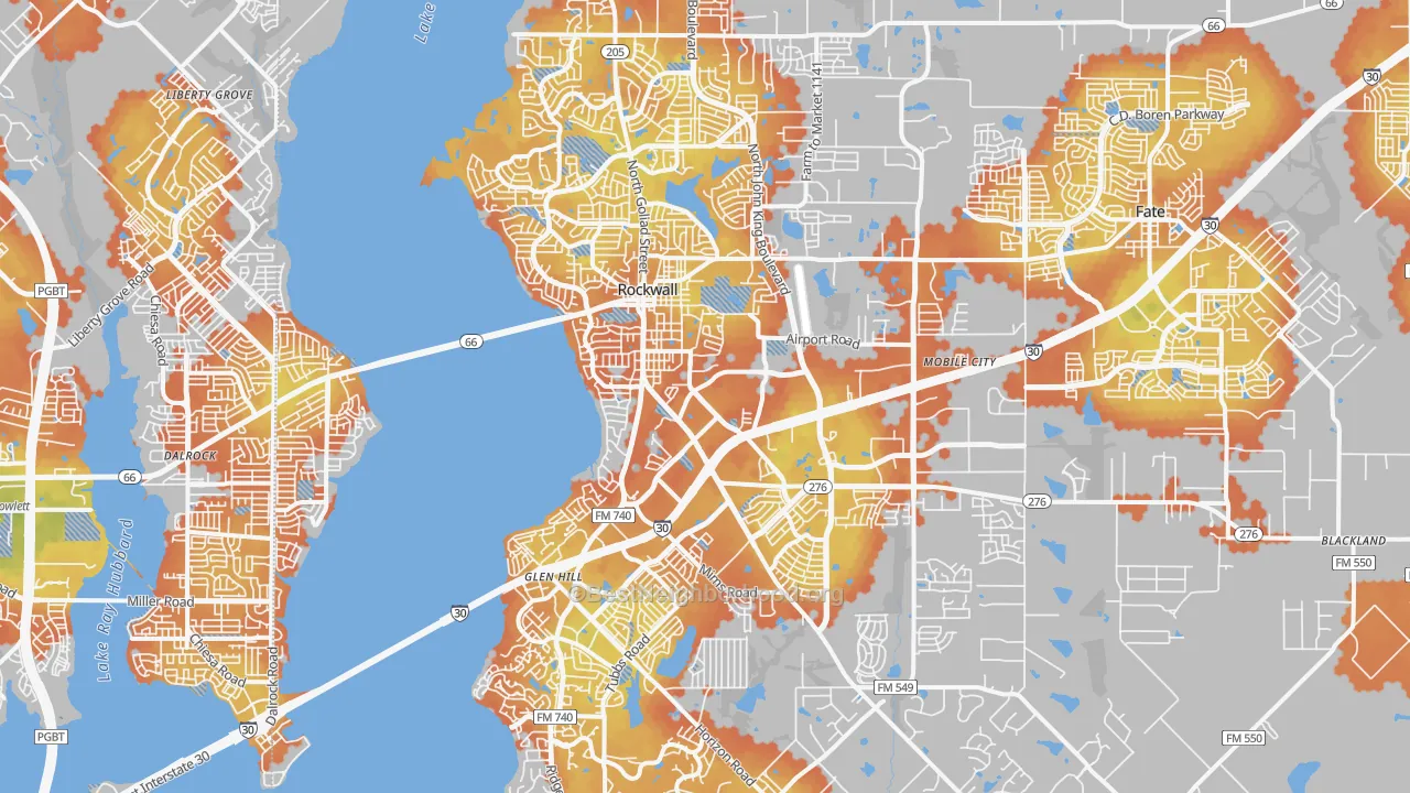 Bike Grade map of Rockwall, TX