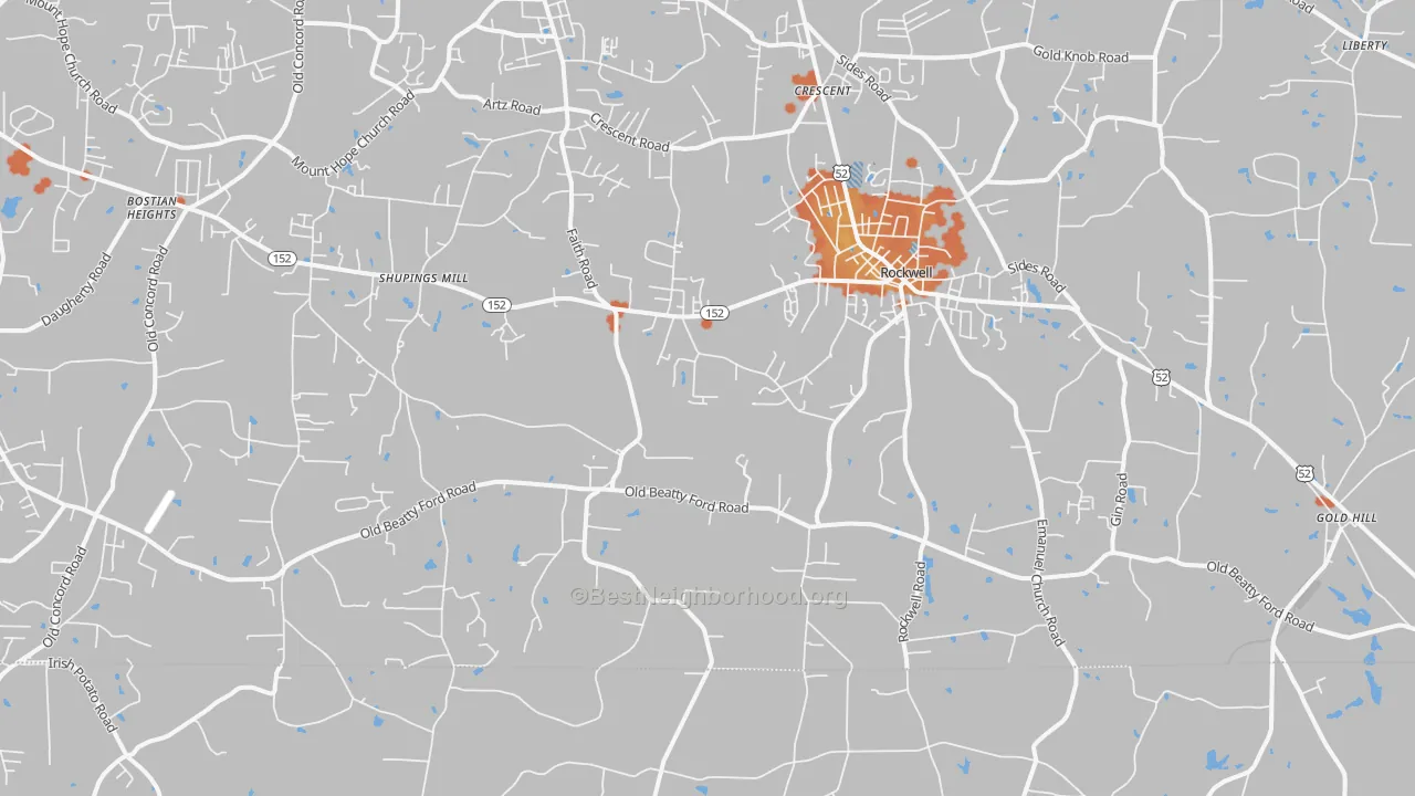 Bike Grade map of Rockwell, NC