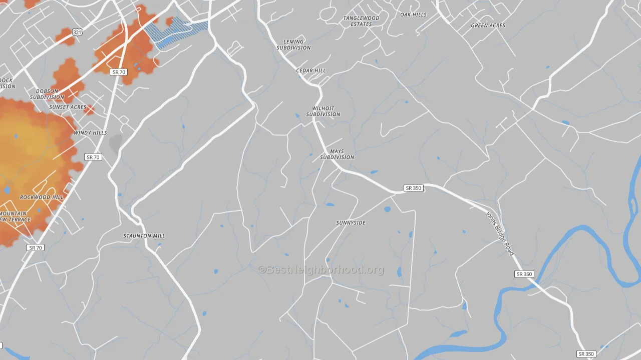 Bike Grade map of Rockwood Hill, TN