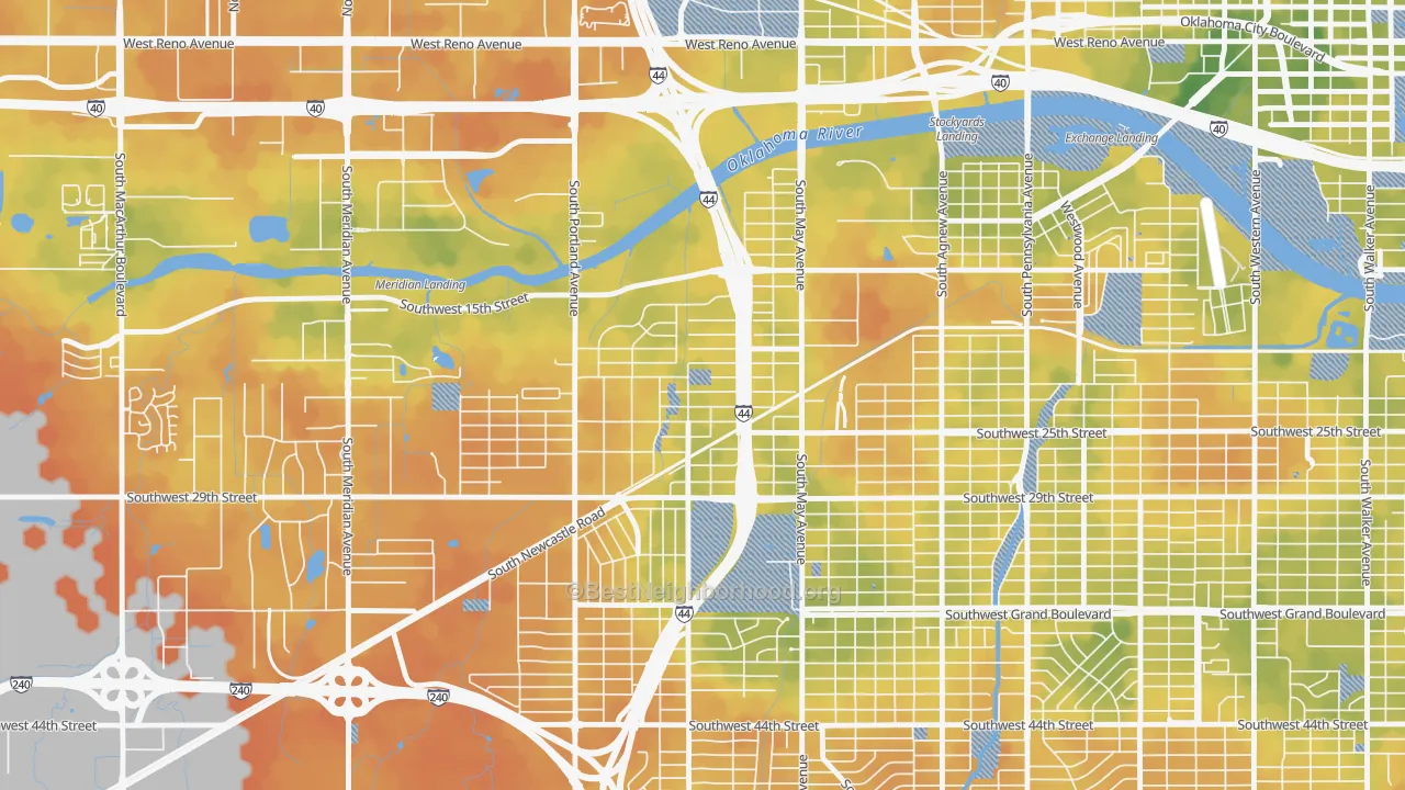 Bike Grade map of Rockwood, Oklahoma City, OK