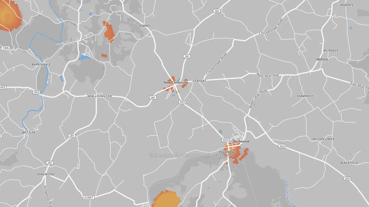 Bike Grade map of Rockwood, PA