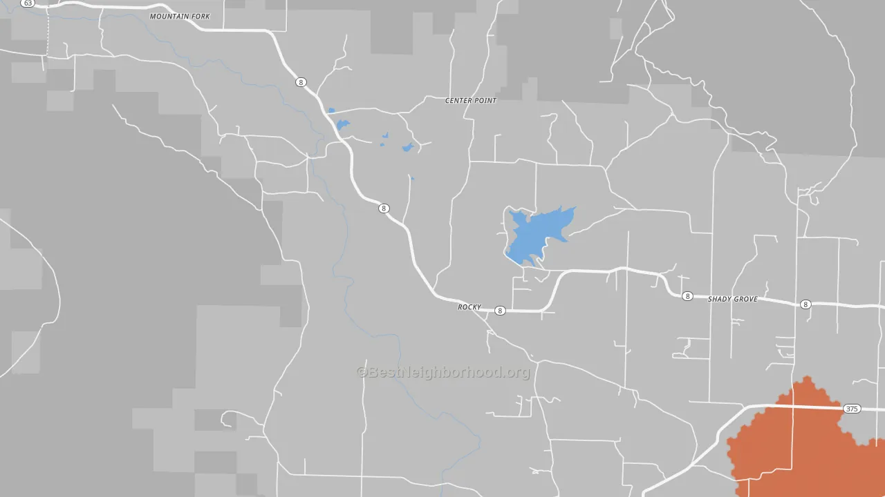 Bike Grade map of Rocky, AR