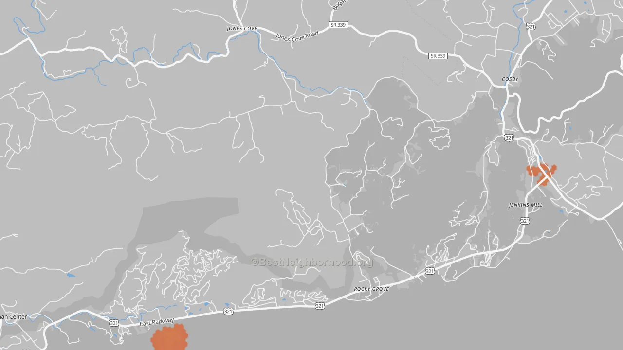 Bike Grade map of Rocky Grove, TN