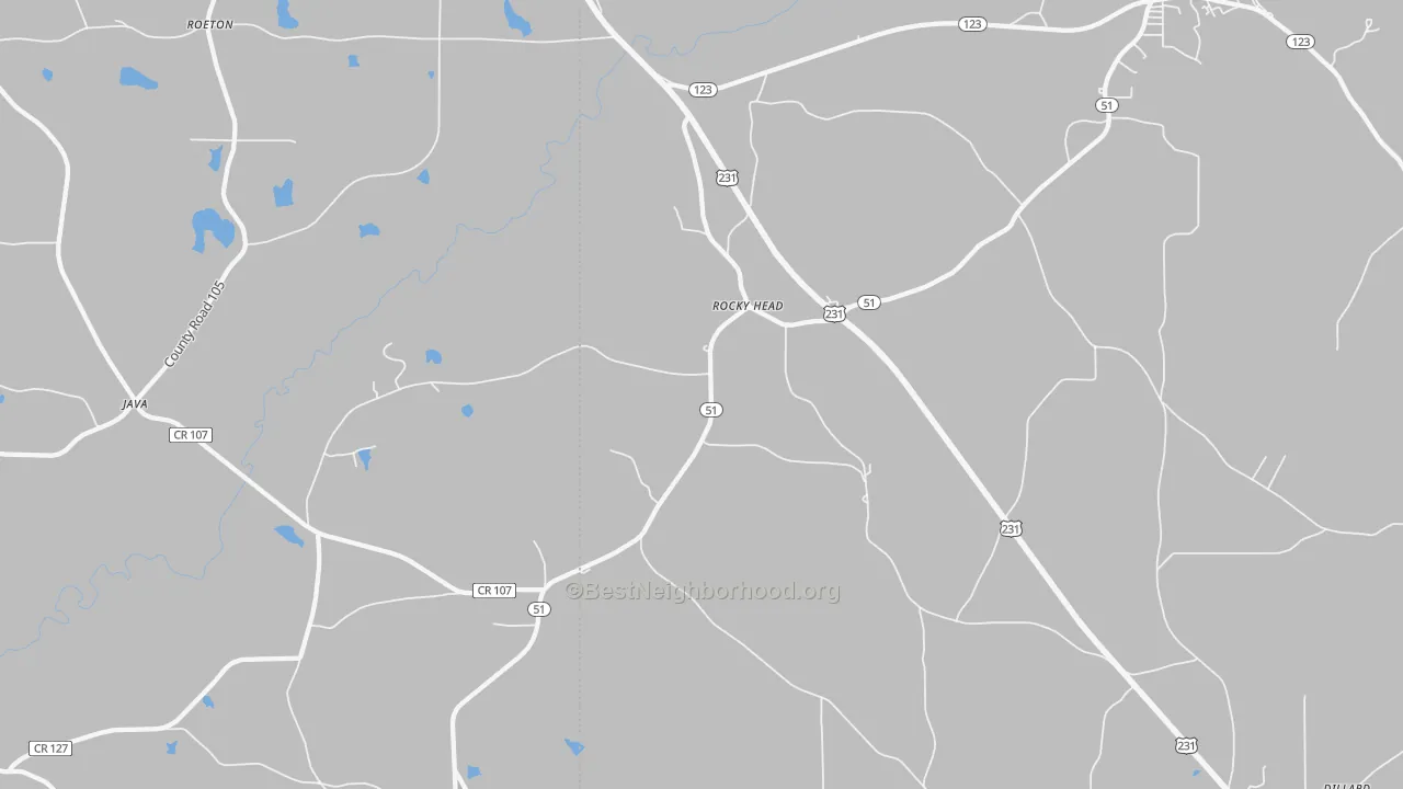 Bike Grade map of Rocky Head, AL
