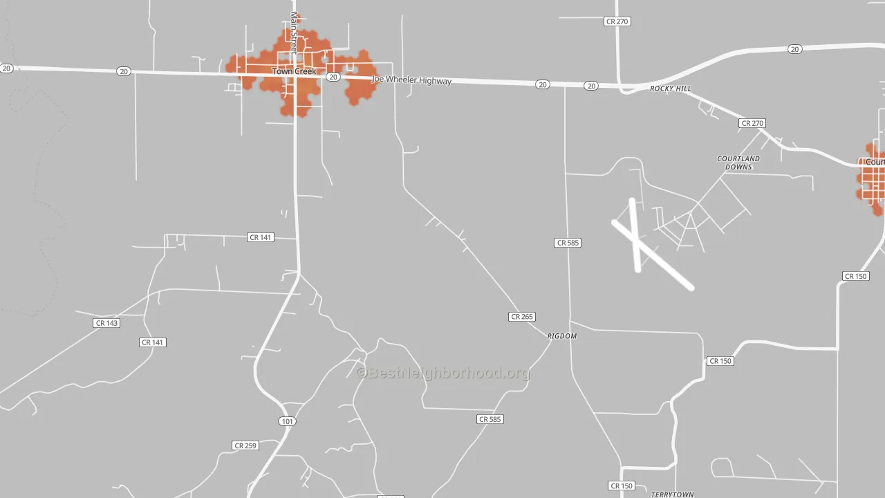 Bike Grade map of Rocky Hill, AL