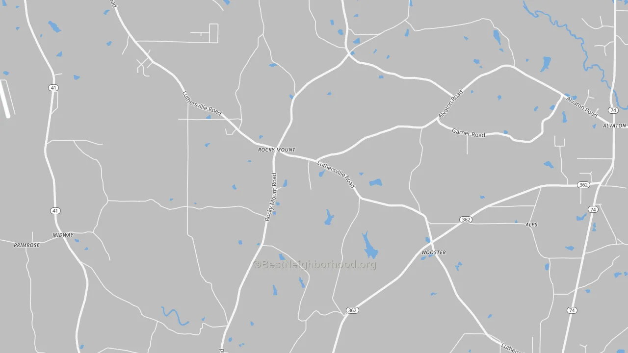 Bike Grade map of Rocky Mount, GA