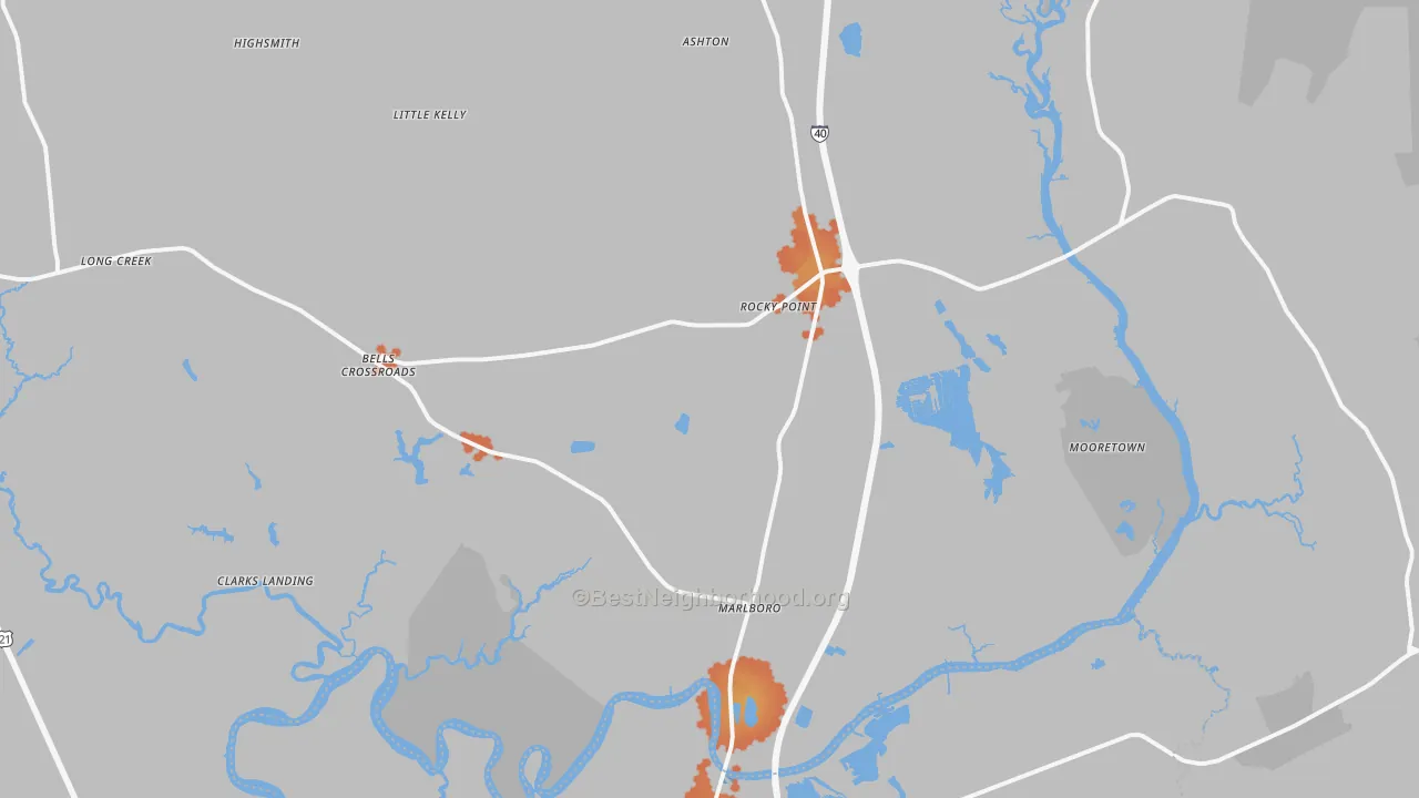 Bike Grade map of Rocky Point, NC