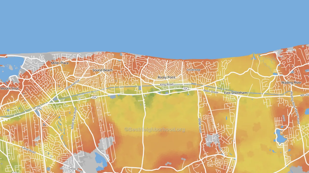 Bike Grade map of Rocky Point, NY