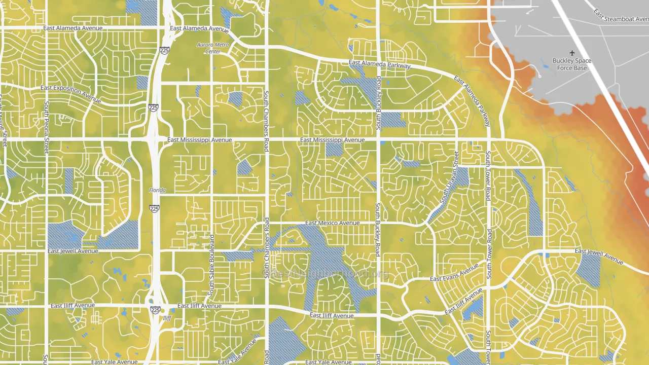 Bike Grade map of Rocky Ridge, Aurora, CO