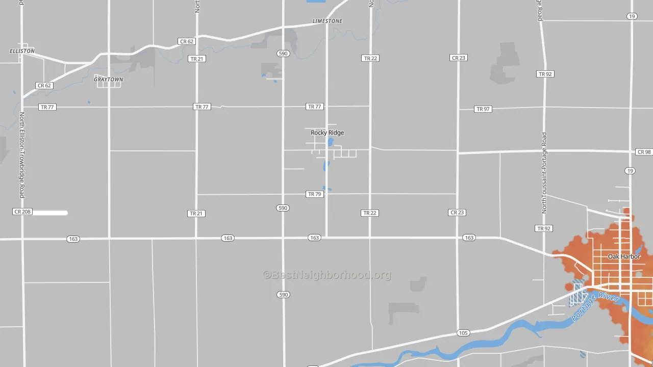 Bike Grade map of Rocky Ridge, OH