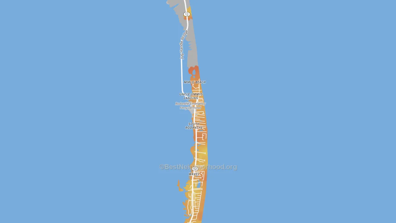 Bike Grade map of Rodanthe, NC