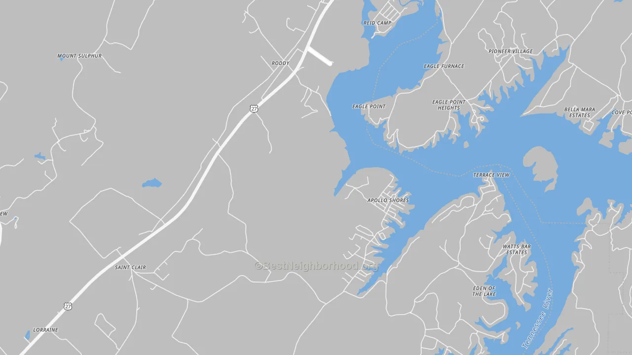 Bike Grade map of Roddy, TN