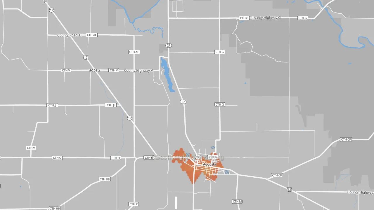 Bike Grade map of Rodell, WI