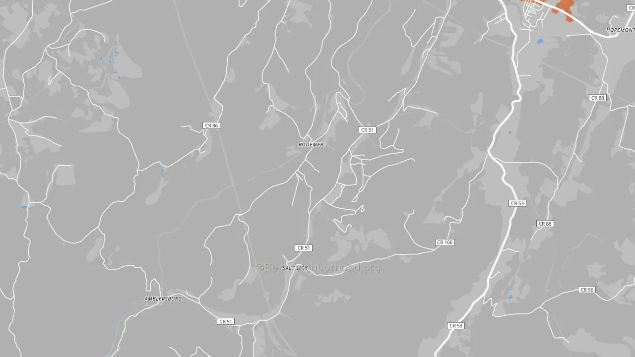 Bike Grade map of Rodemer, WV