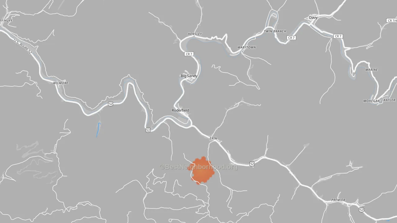 Bike Grade map of Roderfield, WV